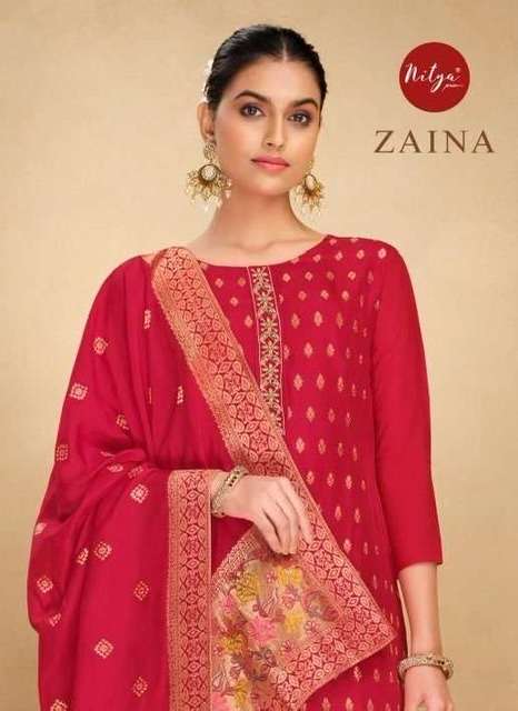 LT Fabrics Nitya Zaina Dola Silk With work dress material at...