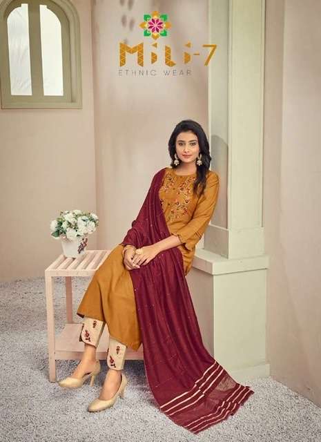 Mili vol 7 silk with embroidery handwork readymade suits at ...