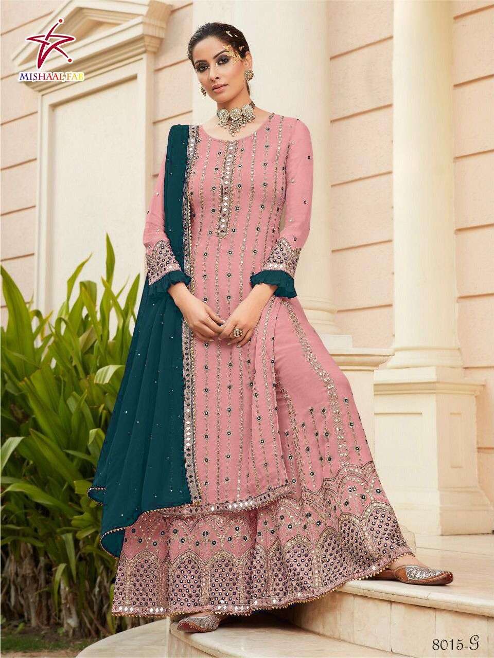 Mishal Fab 8015 Colors Georgette with Embroidery Work Salwar...