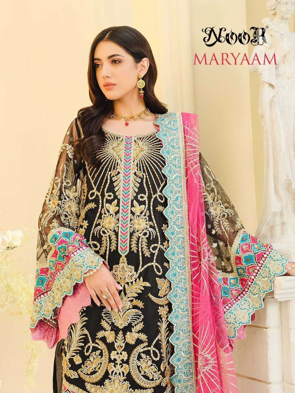 Noor Maryam Georgette with embroidery work pakistani dress m...