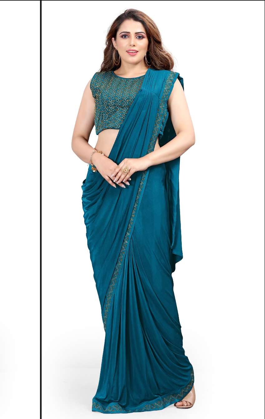 PARTY WEAR READY MADE SAREE WITH STITCHED BLOUSE WHOLESALE