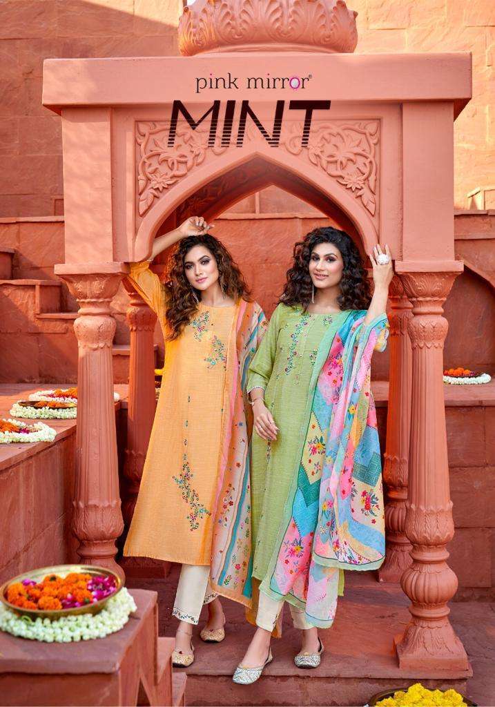 Pink Mirror Mint Vol 2 Viscose With Embroidery work readymad...
