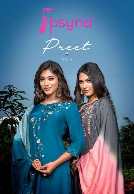 Psyna preet vol 7 viscose silk with embroidery work readymad...