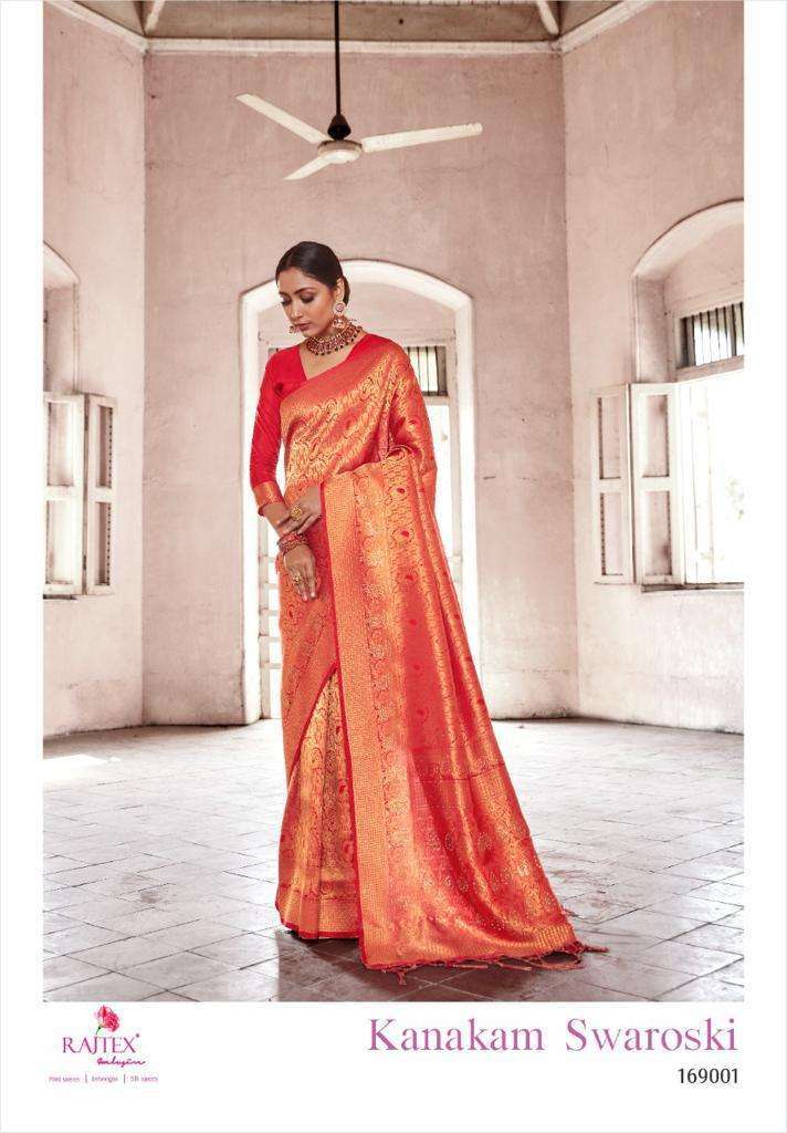 Rajtex Kanakam Swaroski Silk With Weaving Design Saree Colle...