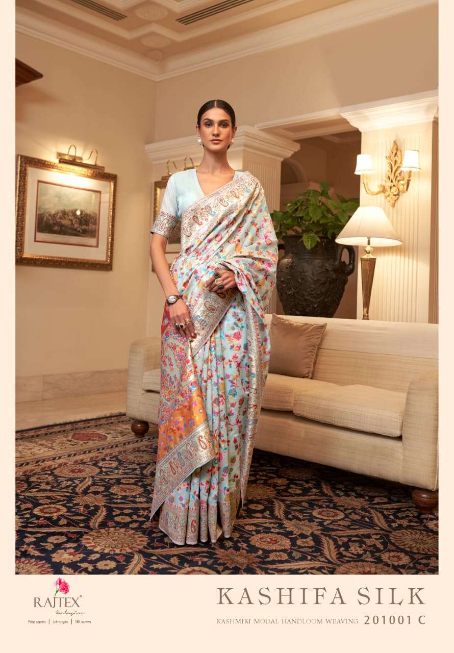 Rajtex Kashifa Colour Kashmiri Silk With Weaving Design Sare...