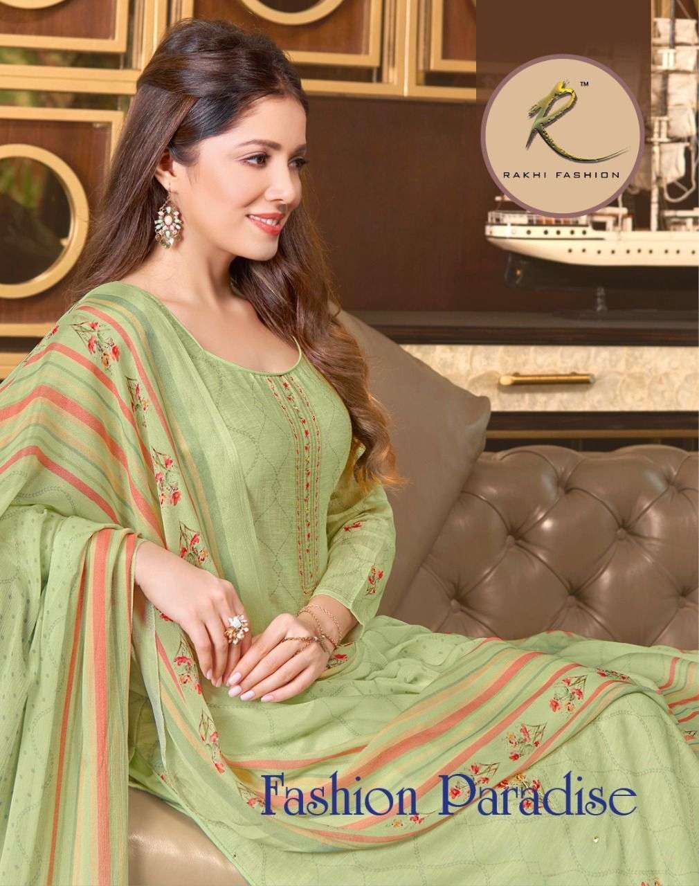 Rakhi Fashion Paradise Digital printed linen cotton with han...