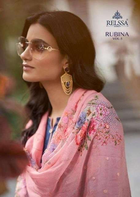 Relssa Rubina Vol 5 Pure Cotton Satin Embroidery Work With D...