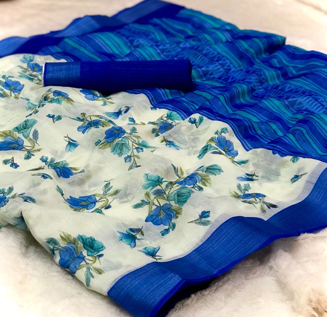 Risha Soft Cotton With Flower Print Saree collection