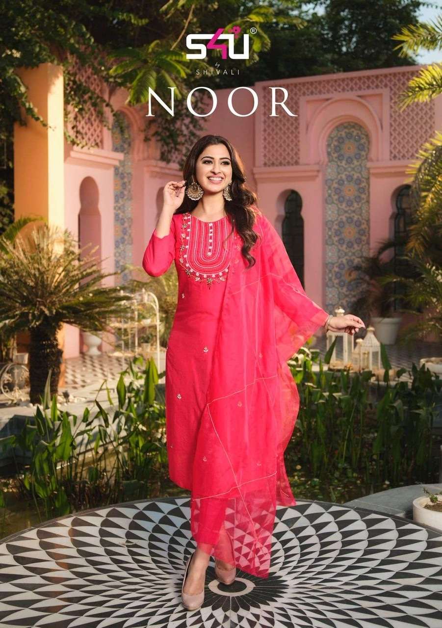 S4U shivali noor fancy fabric with work readymade suits at w...