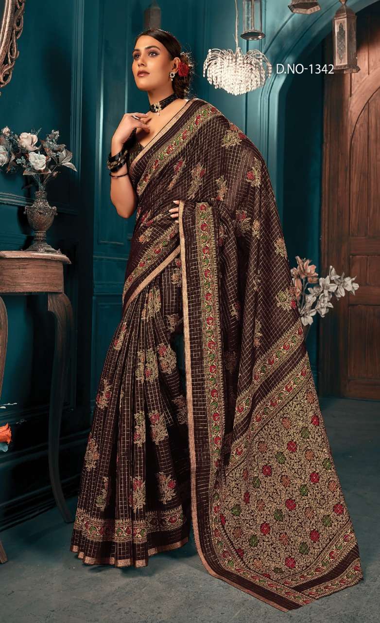 Sangam Print Richa Cotton with Weaving Design saree Collecti...
