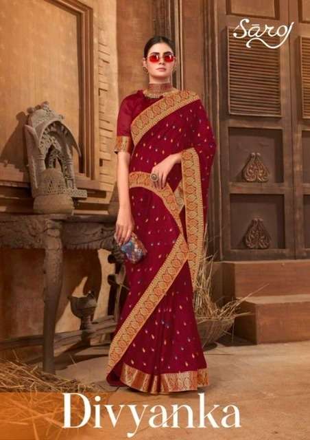 Saroj Sarees Divyanka Vichitra Silk With Embroidery Butti An...
