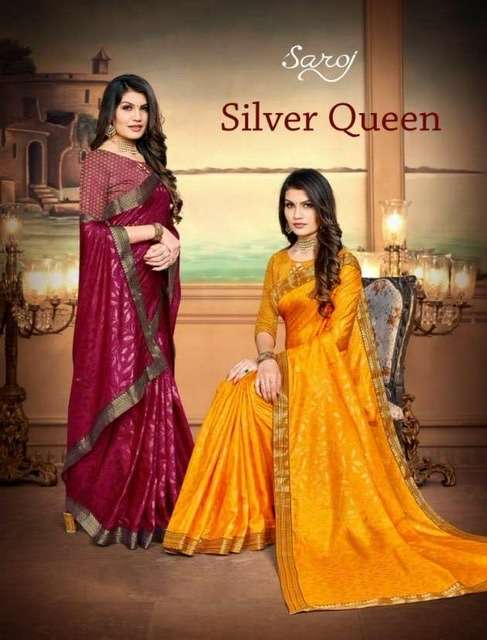 Saroj Sarees Silver Queen Silk with work sarees collection a...