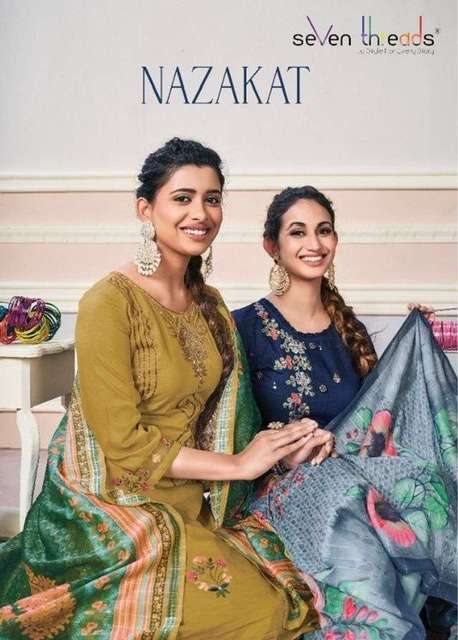 Seven threads nazakat viscose with embroidery work readymade...