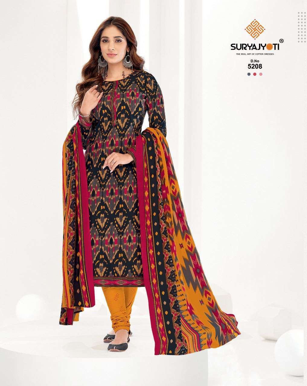 Suryajyoti trendy cotton vol 52 printed cotton dress materia...