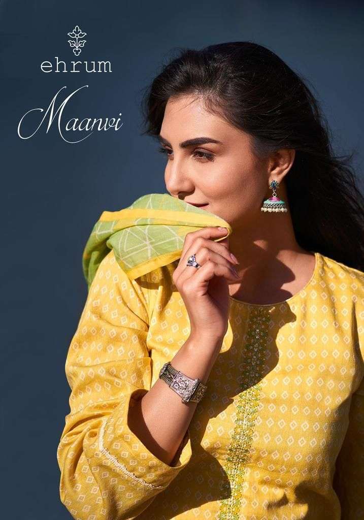 Varsha fashion Ehrum Maanvi printed cotton satin with embroi...