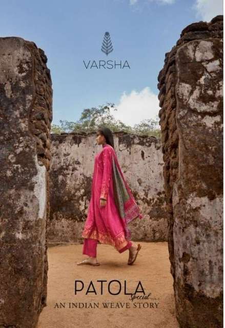 Varsha fashion patola printed fancy fabric dress material co...