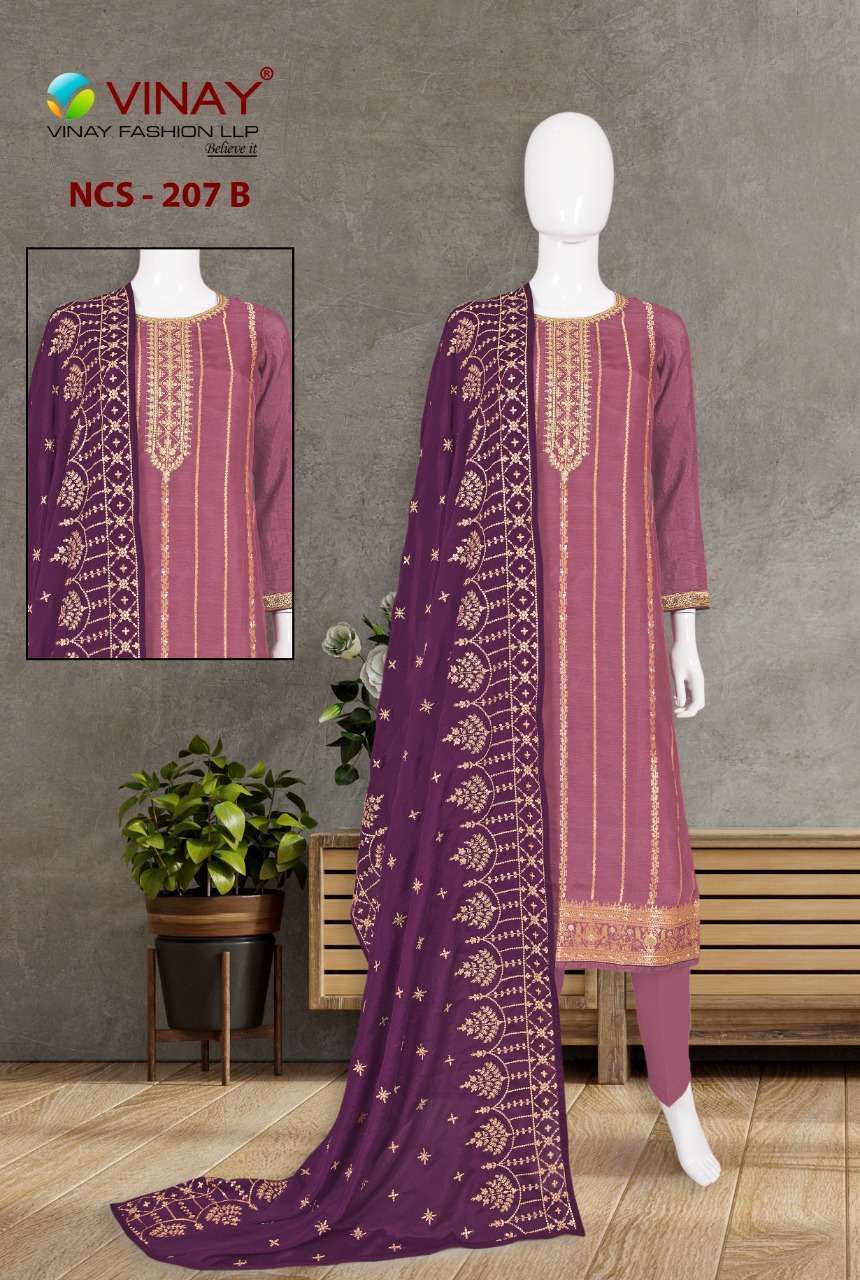 Vinay fashion NCS 207 Pure dola jacquard dress material coll...
