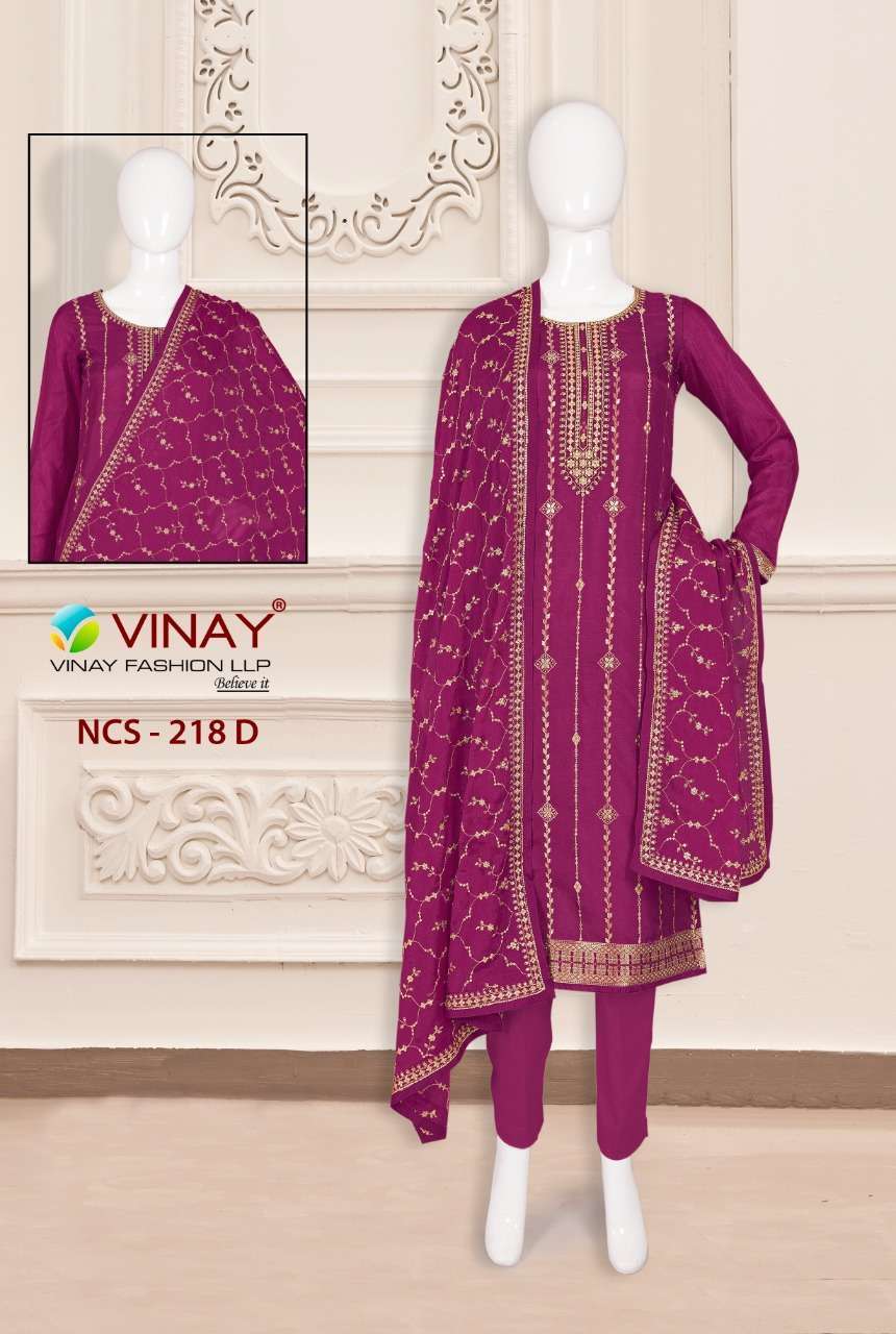 Vinay fashion NCS 218 Pure Dola Jacquard dress material coll...