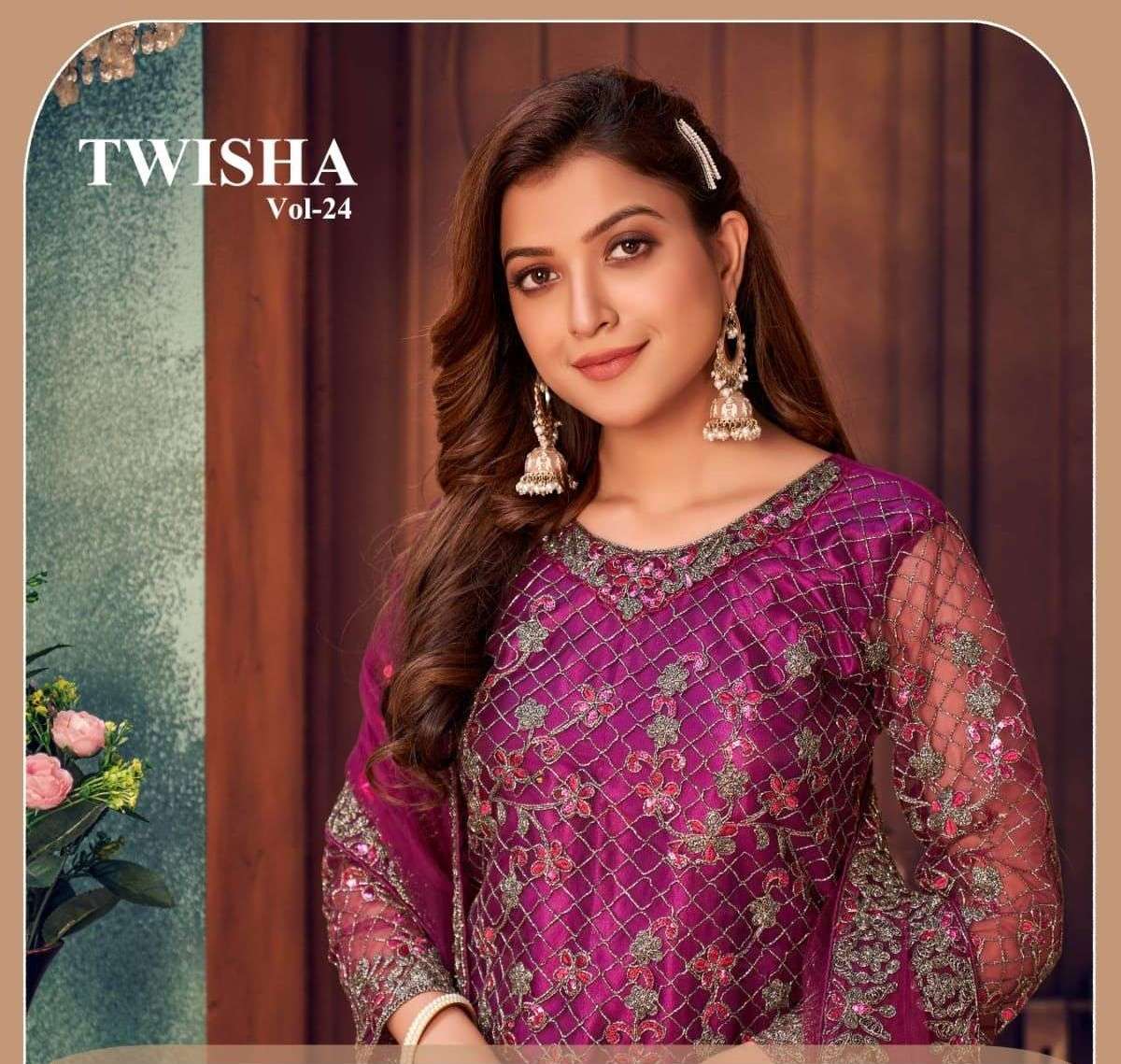 100 Miles Twisha VOl 24 Net With Embroidery Work Suit Collec...