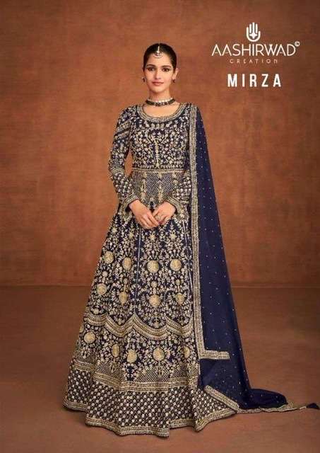 Aashirwad creation mirza Real georgette with embroidery work...