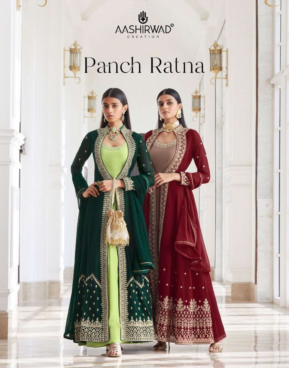 Aashirwad Creation Panch Ratna 8480-8483 Series  Georgette w...