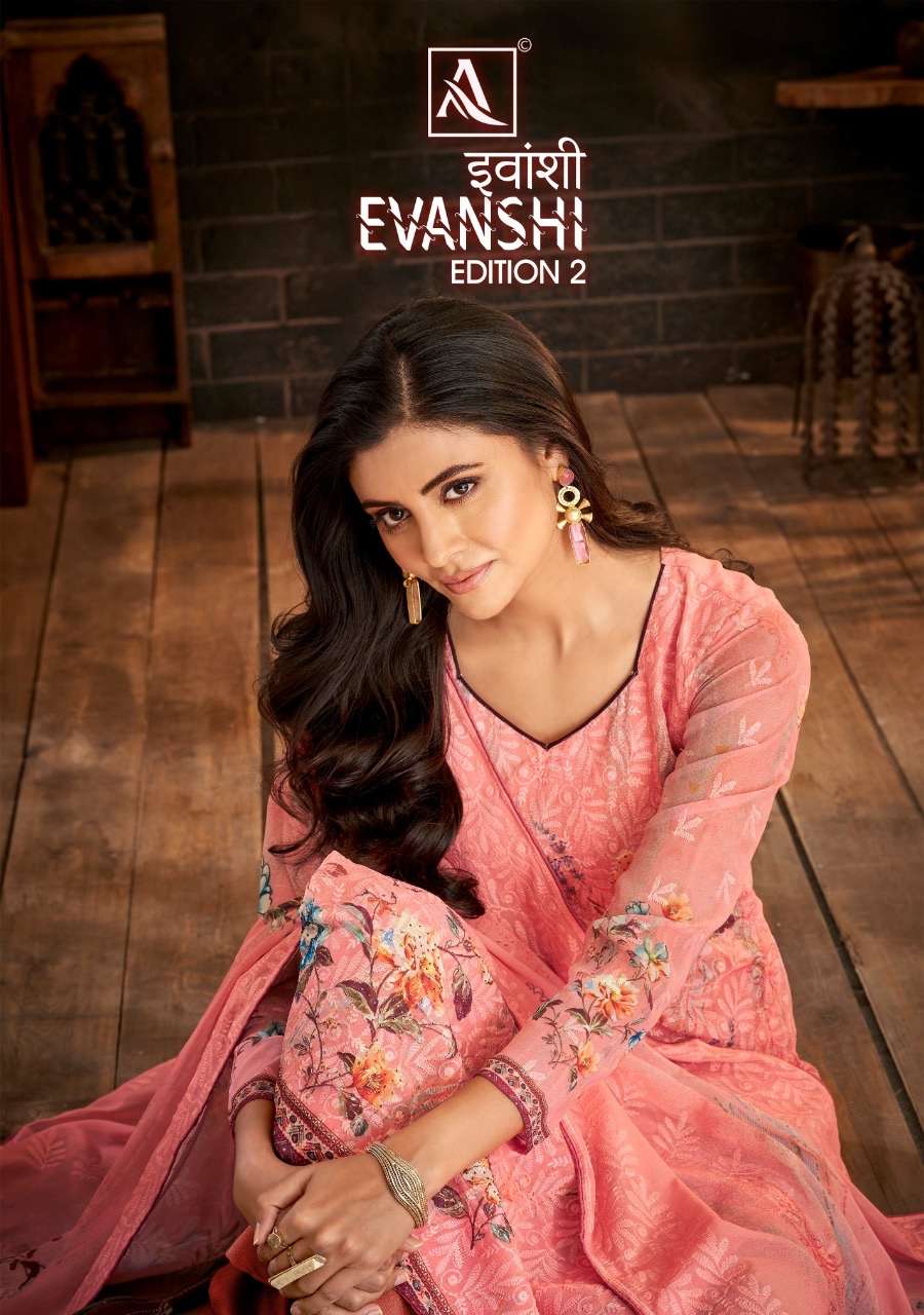 Alok suits evanshi edition 2 Printed pure georgette with wor...