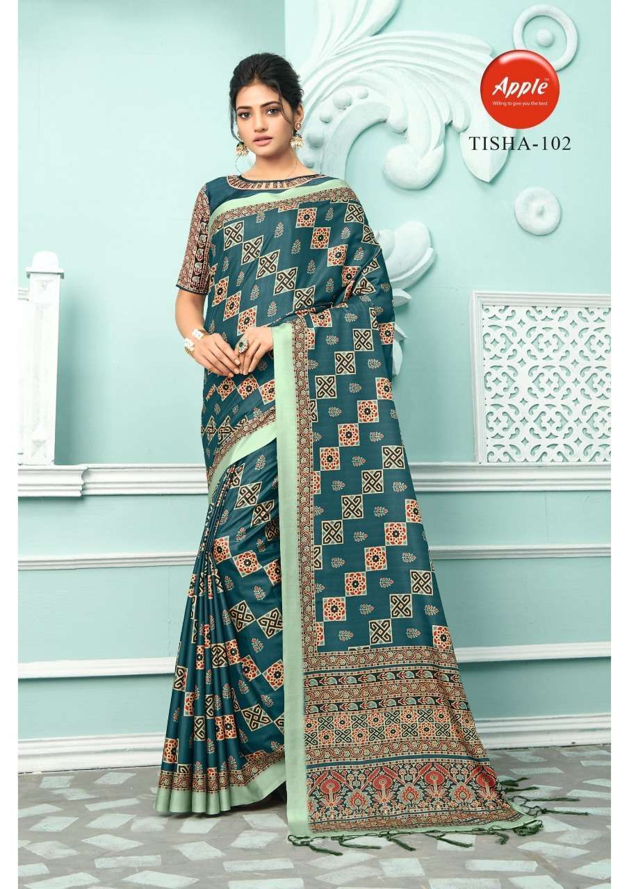 Apple tisha vol 1 digital printed dola silk sarees at Wholes...