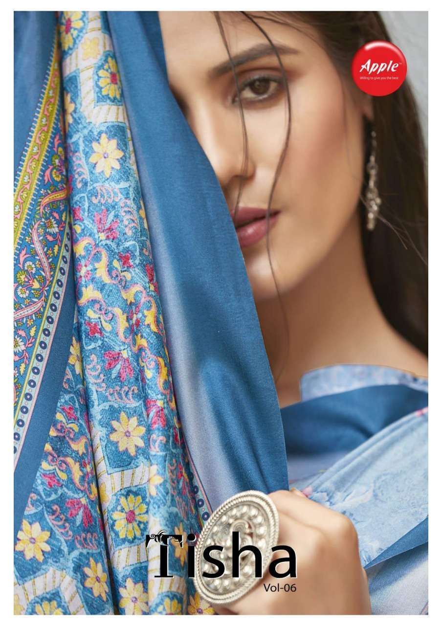 Apple tisha vol 6 Digital printed dola silk sarees at wholes...