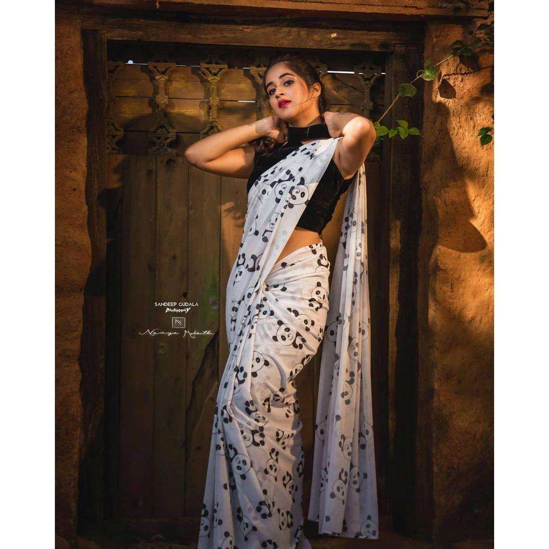 Balck And White Georgette With Printed saree collection