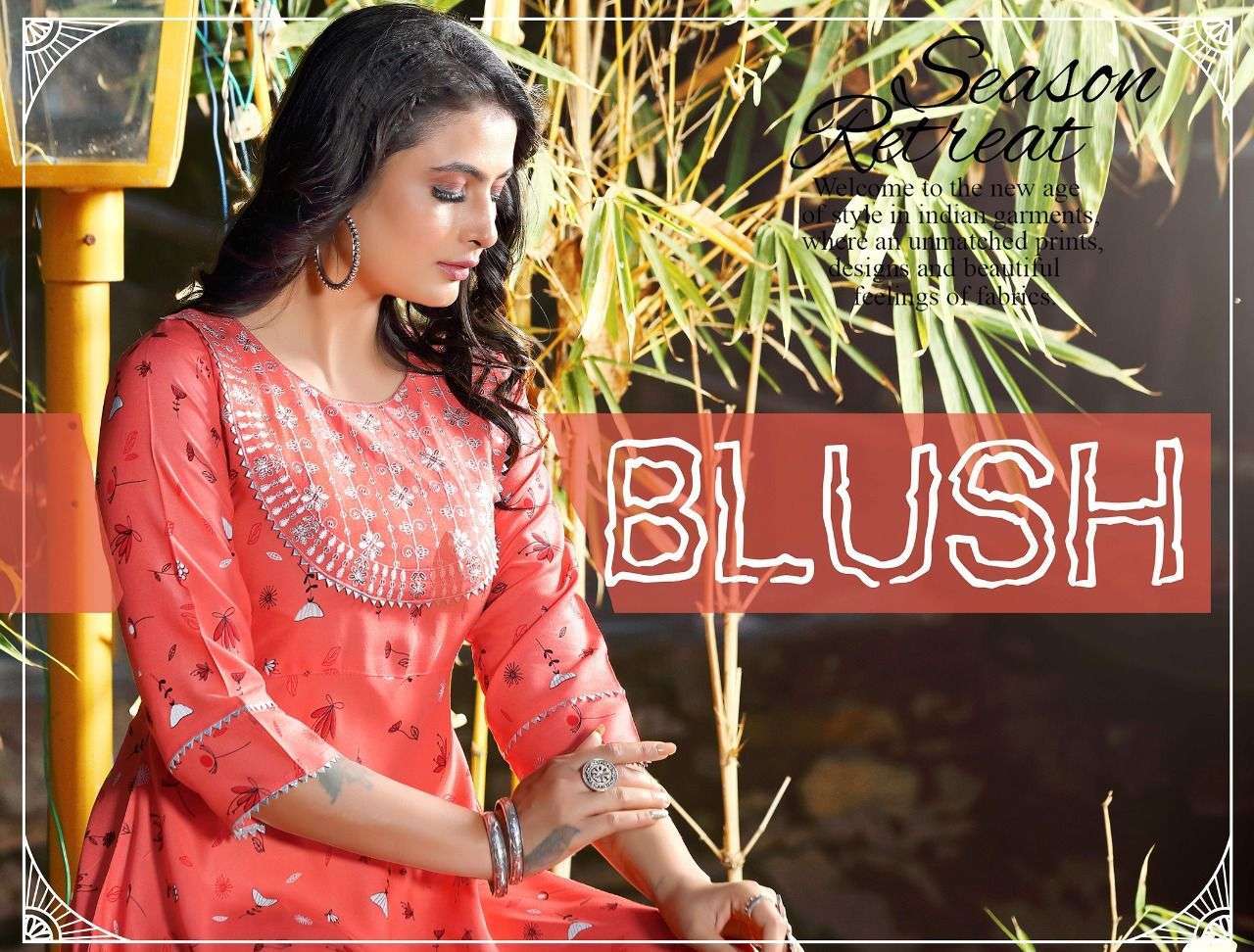 Beauty Queen Blush Rayon With Simple Work Kurti Collection