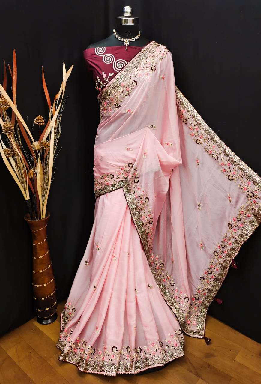 Butter Silk With Thread Work Saree Collection