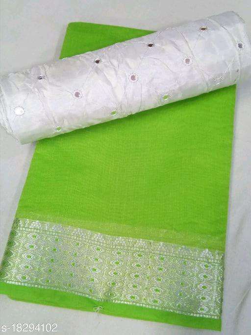 Chanderi Cotton Silk With Zari Border Saree Collection