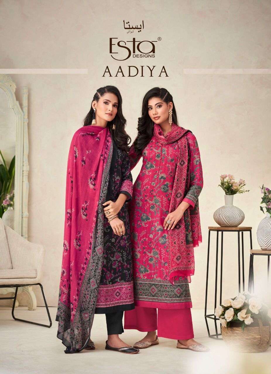 Esta Designs Aadiya 	Digital Printed Pure Muslin Silk With H...