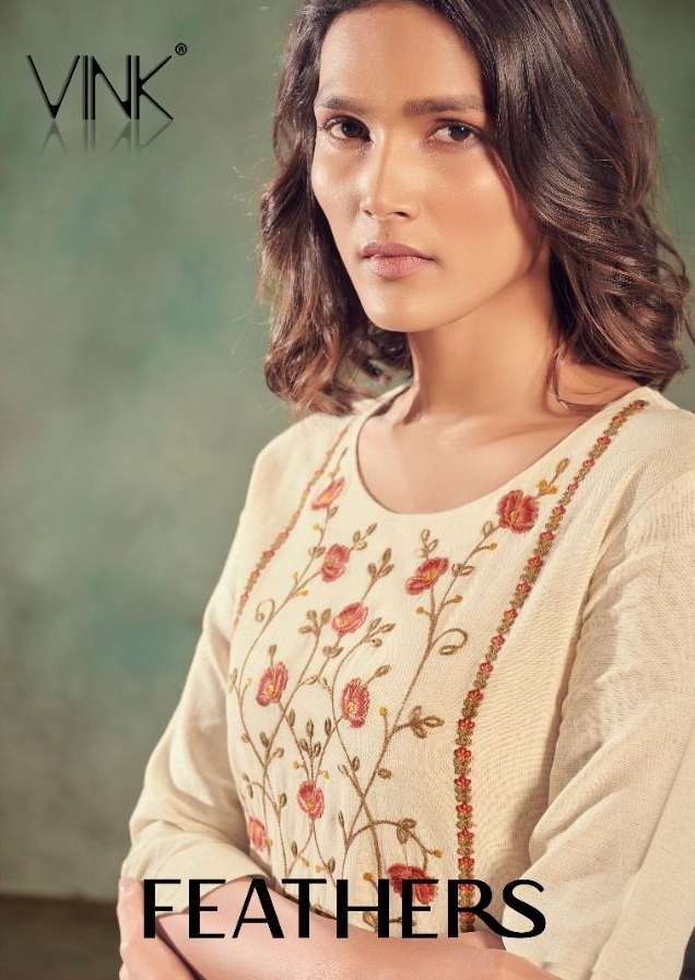 FEATHERS BY VINK PREMIUM LINEN COTTON WITH HANDWORK KURTI PA...