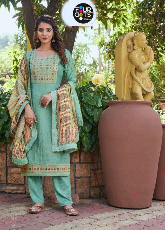 FourDots Adira Muslin With Embrodiery Work Salwar Kameez Col...