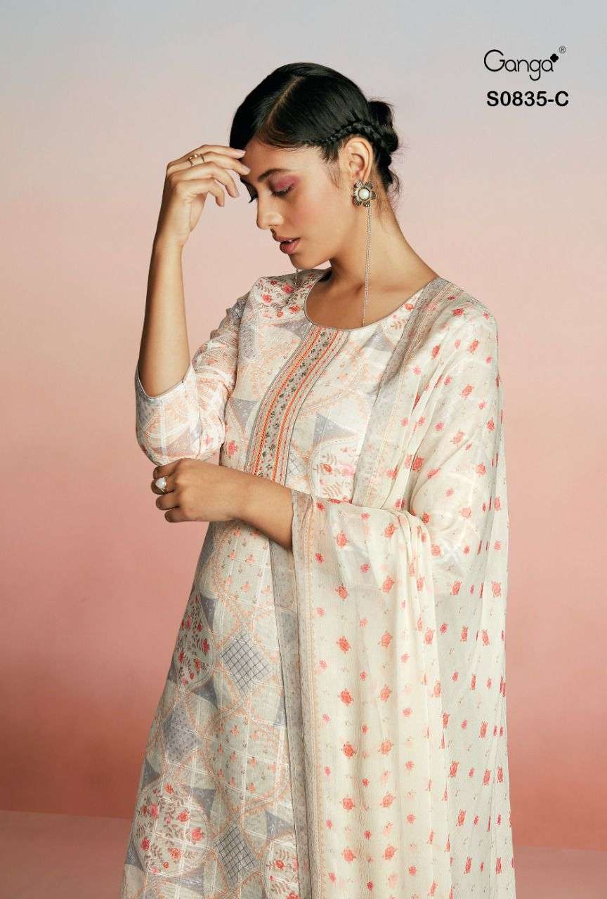 Ganga Mahonia 835 Linen With Digital Print Salwar Kameez Col...