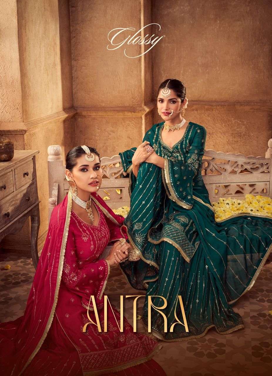 GLossy Antra Chinon With Embroidery Sequence Work Salwar kam...