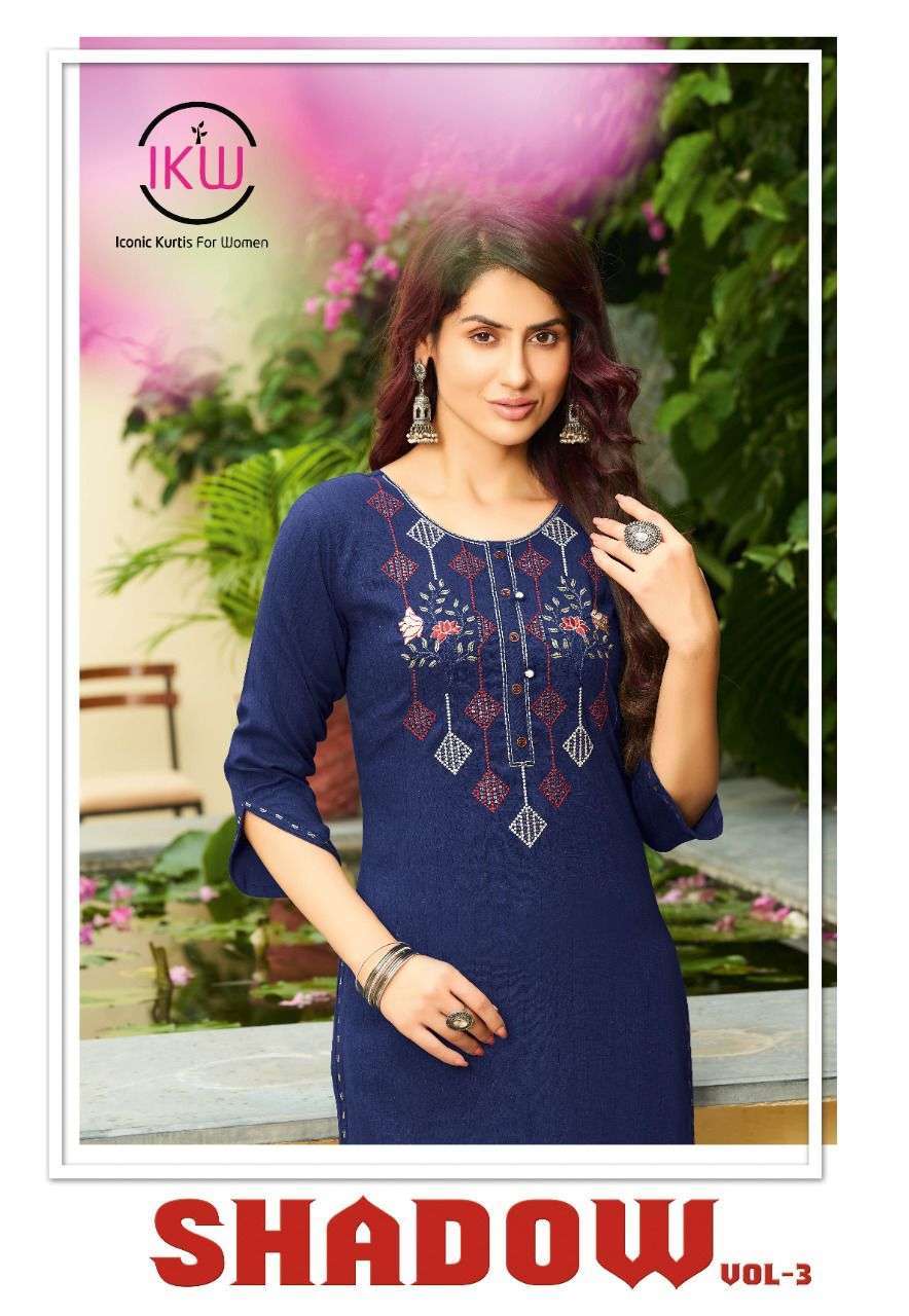 Ikw Shadow 3 Rayon with embroidery work readymade kurtis at ...