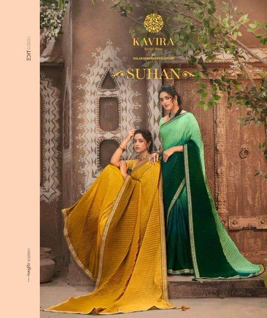 Kavira suhan designer chinon sarees collection at wholesale ...