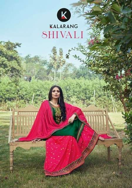 Kessi fabrics Kalarang Shivali Jam silk cotton with embroide...