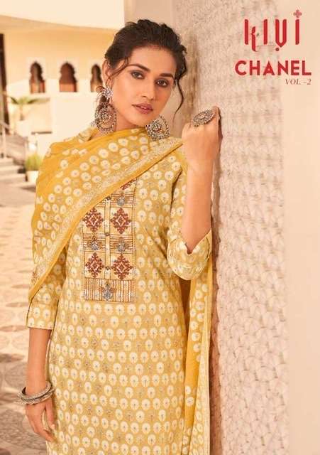 Kessi fabrics Kivi Chanel Vol 2 By Kajree Cambric Cotton Wit...