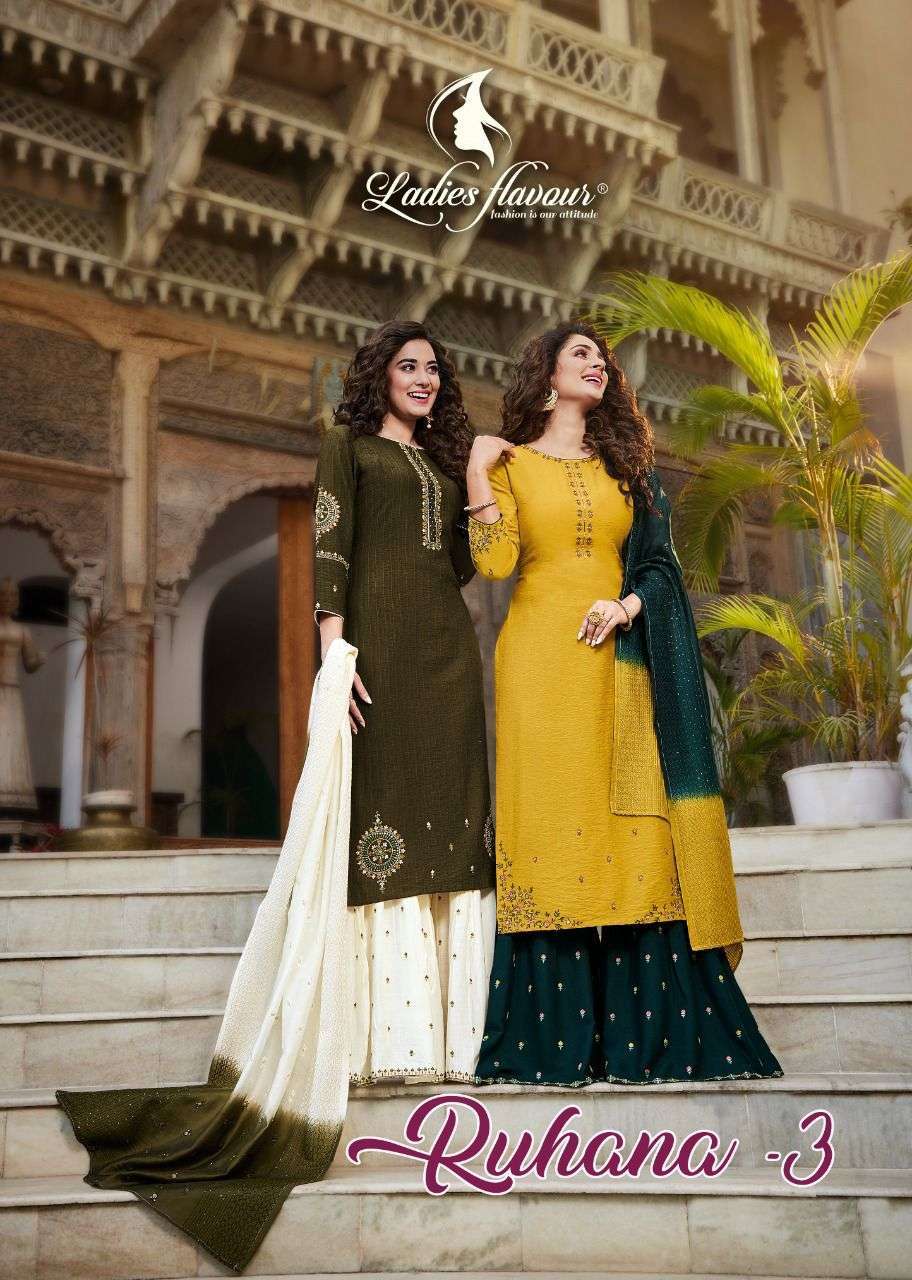 Ladies Flavour Ruhana Vol 3 Pure Viscose With Embroidery Wit...