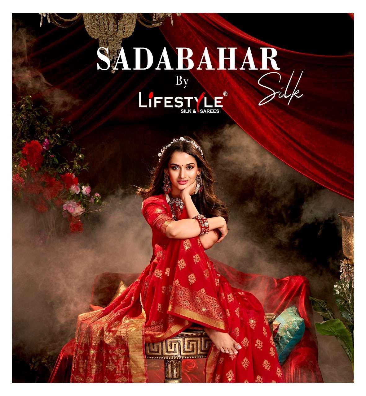 Lifestyle Sadabahar Raw silk sarees collection at wholesale ...