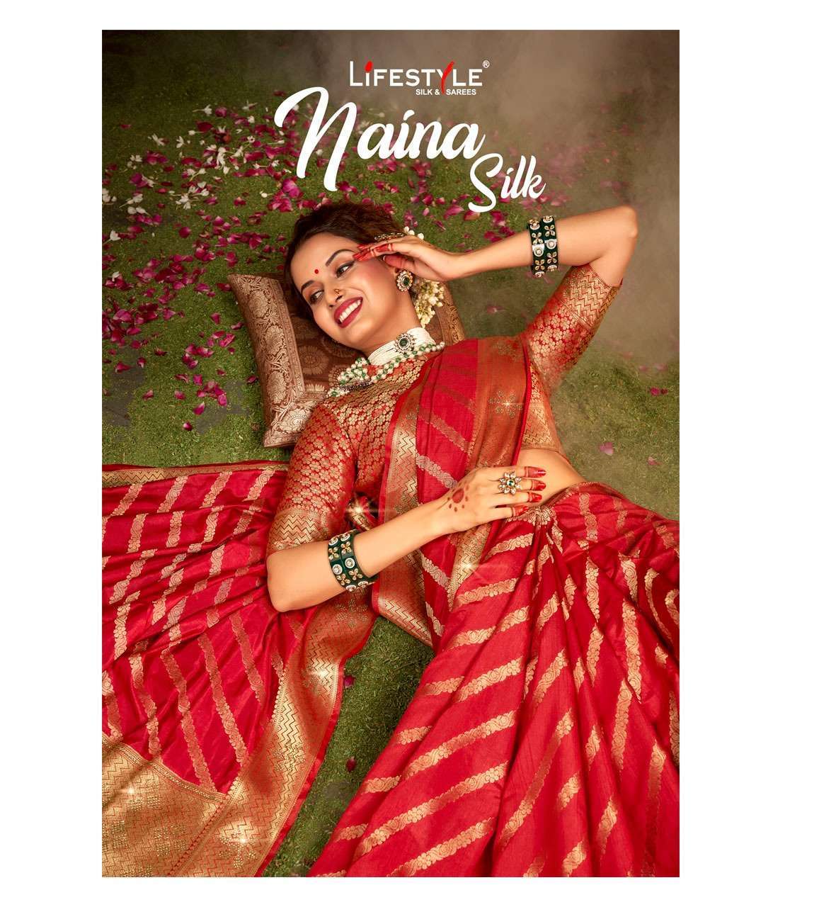 Lifestyle sarees naina silk Traditional nylon raw silk saree...