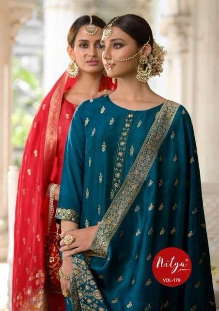 LT Fabrics Nitya Vol 179 Dola Jacquard Meena With Handwork A...
