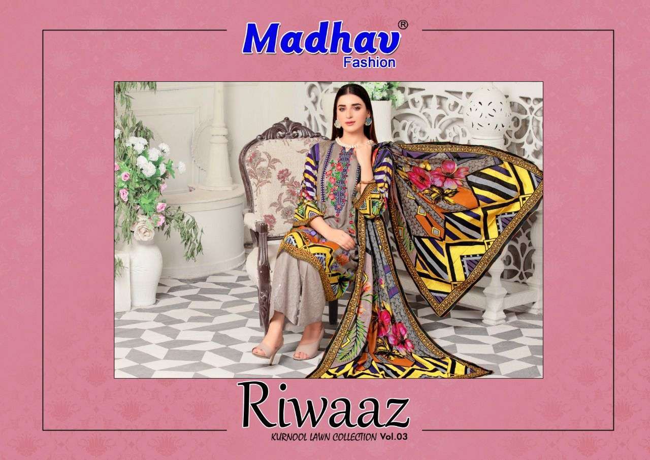 Madhav Riwaaz Vol 3 Printed cotton dress material at wholesa...