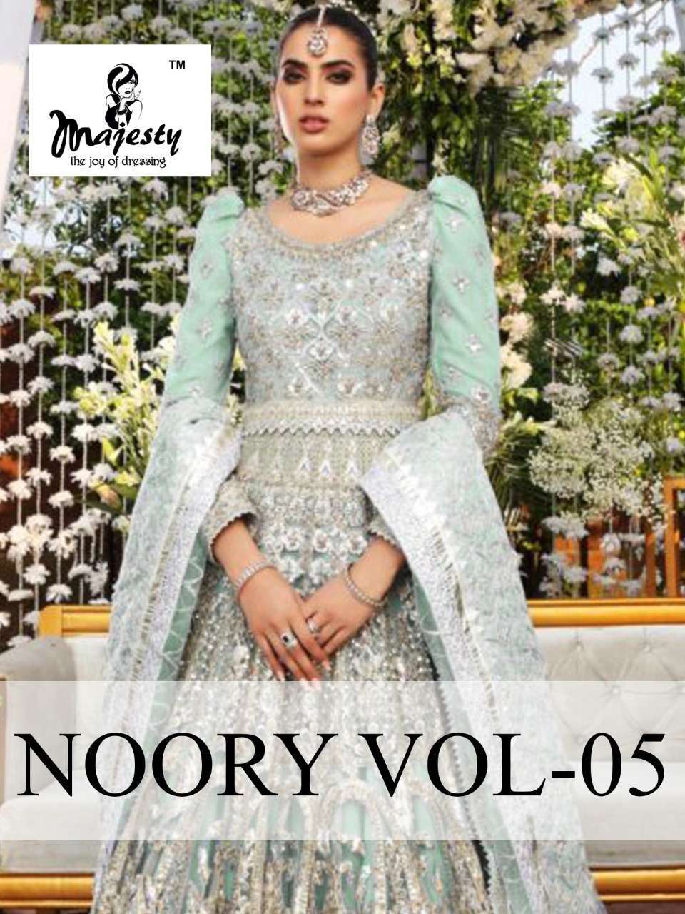 Majesty Noory Vol 5 Butterfly net with embroidery work pakis...