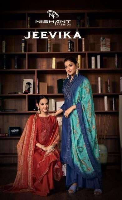 Nishant Fashion Jeevika Printed silk with work dress materia...