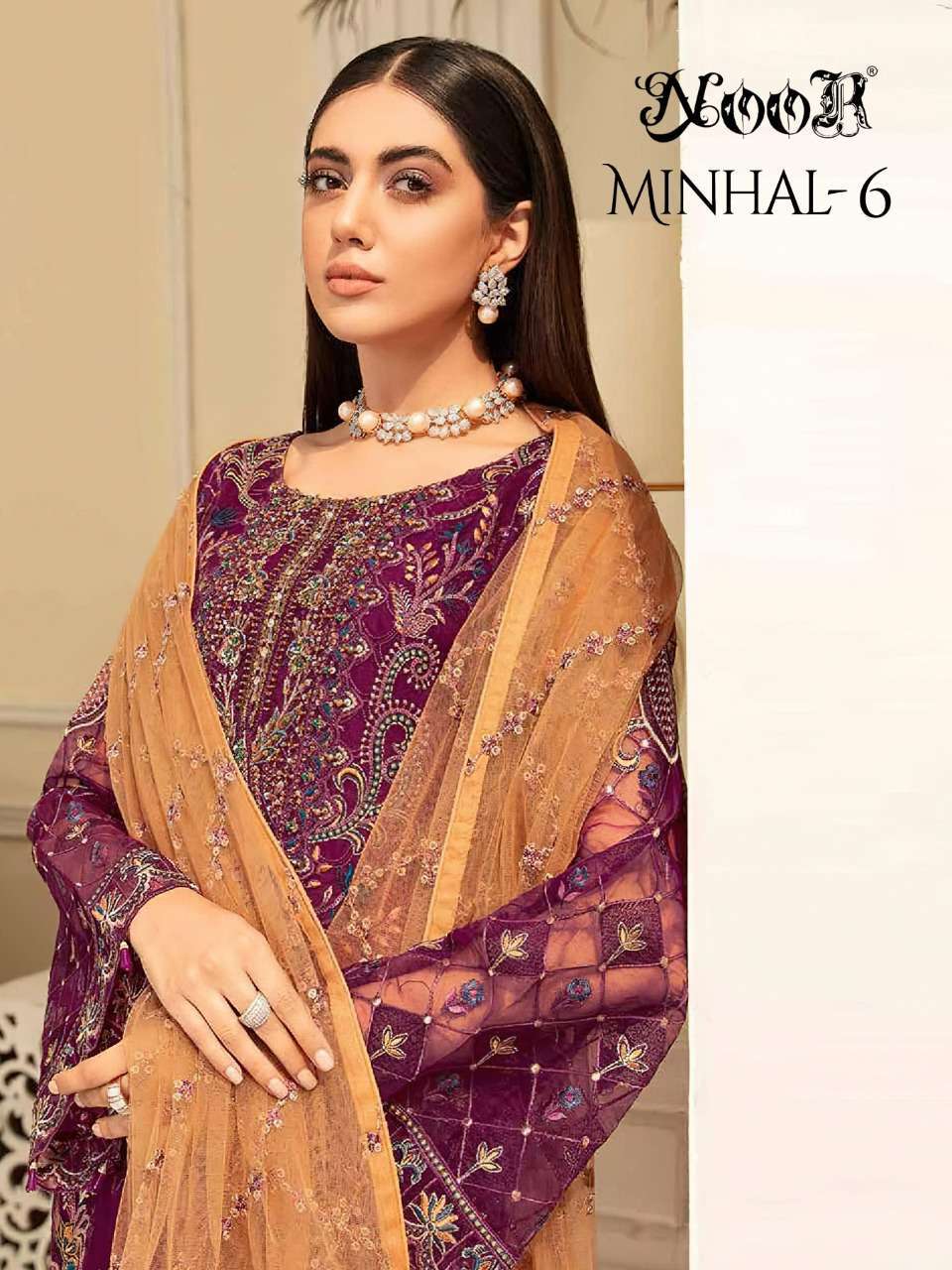 Noor Minhal Vol 6 Georgette Embroidery Work Pakistani Salwar...