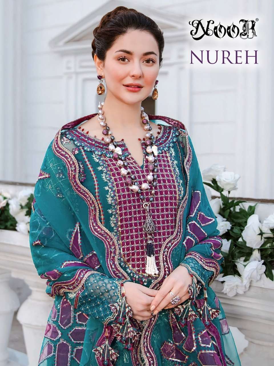 Noor Nuher Georgette with embroidery work pakistani dress ma...